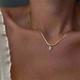 Melly Initial Herringbone Necklace check
