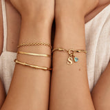Initial Birthstone Curb Chain Bracelet